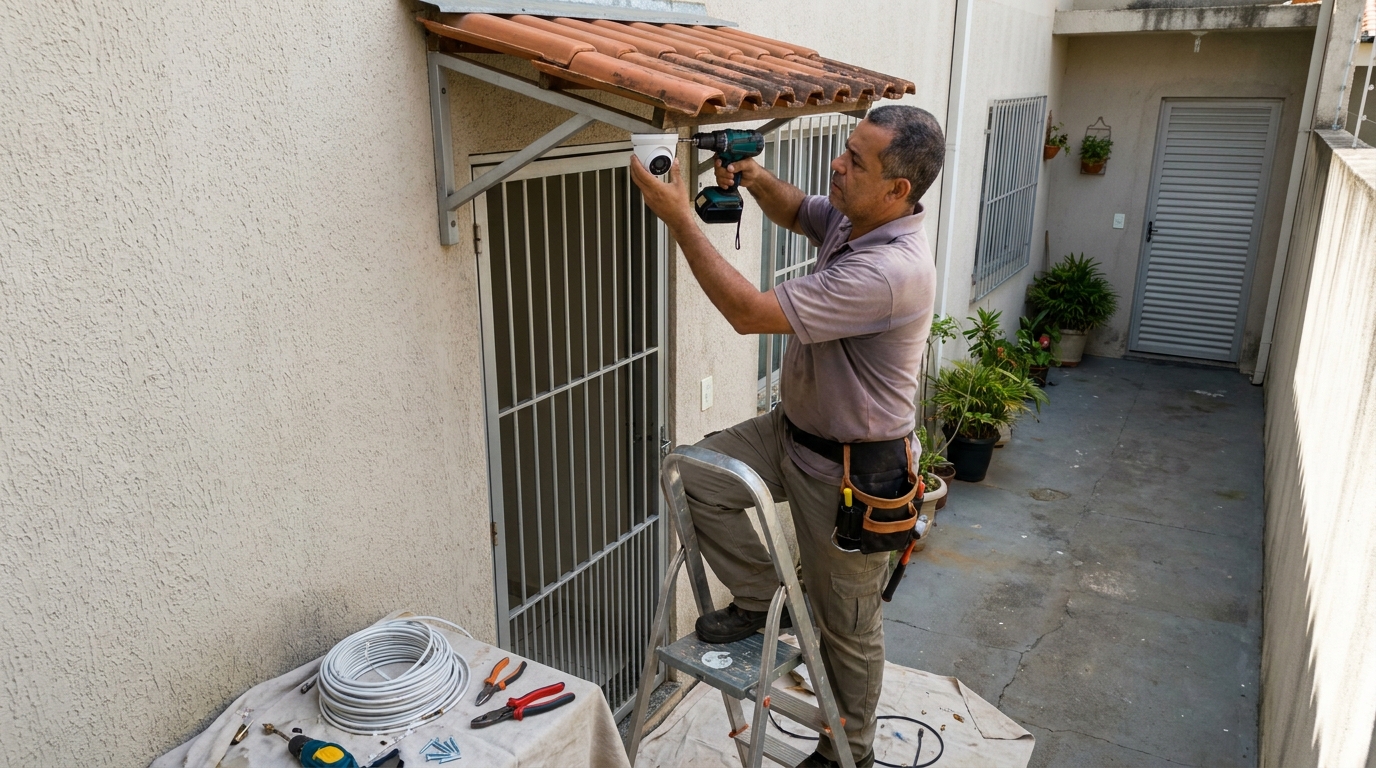 Eletricista instalando cameras de seguranca em Cuiabá‑MT
