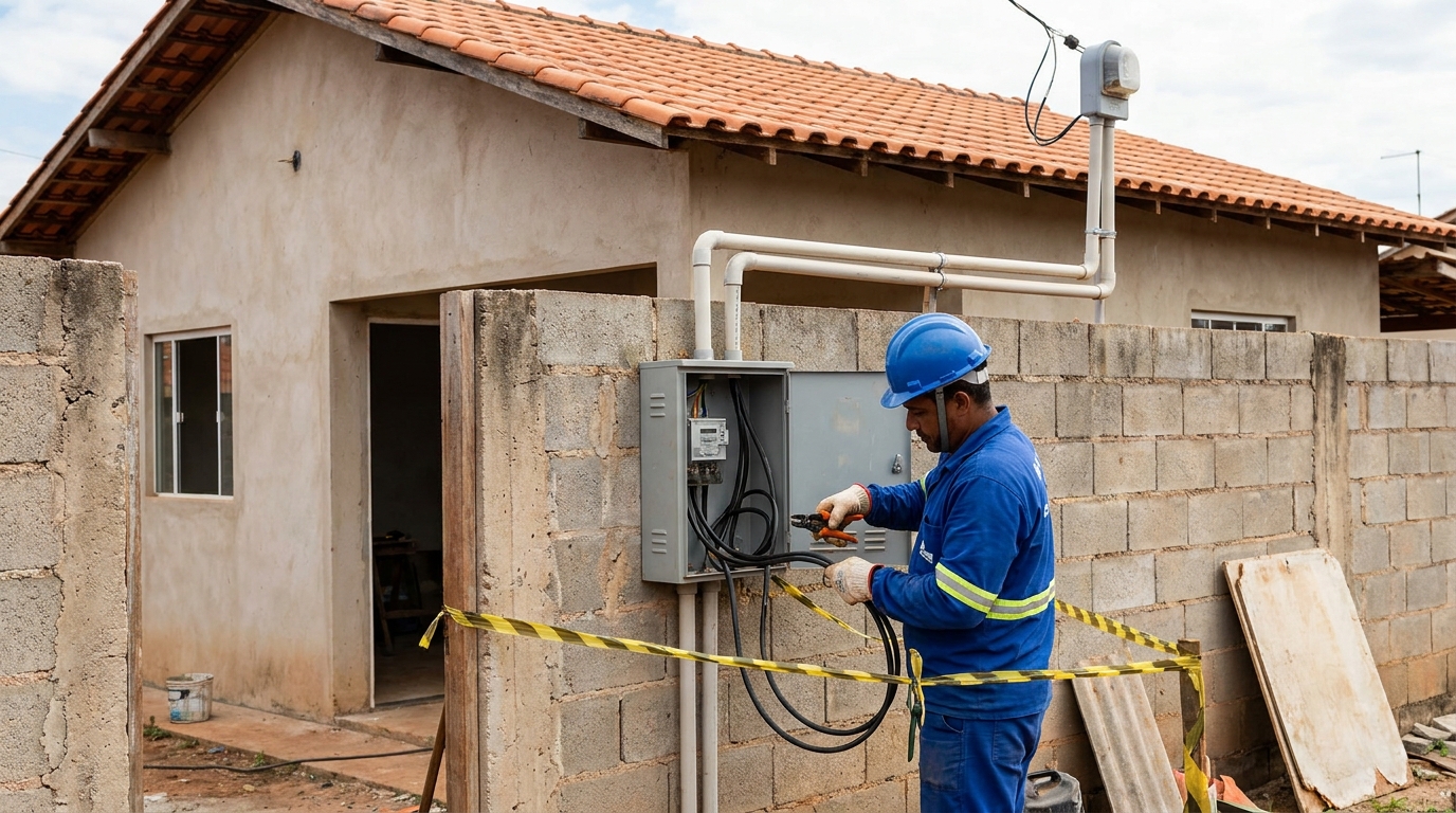 Eletricista instalando padrao de energia em Cuiabá‑MT