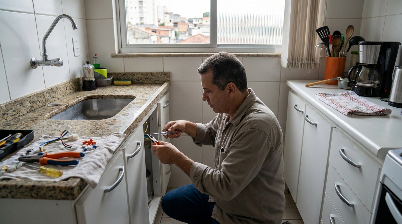Eletricista instalando torneira eletrica em Cuiabá‑MT