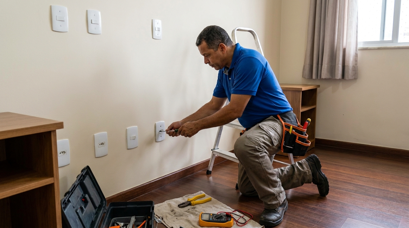 Instalacao de tomada e interruptor residencial em Cuiabá‑MT