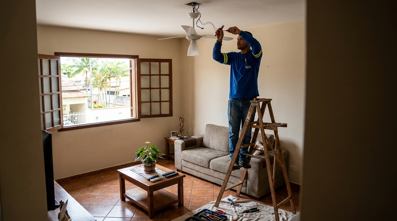 Instalacao de ventilador de teto profissional em Cuiabá‑MT