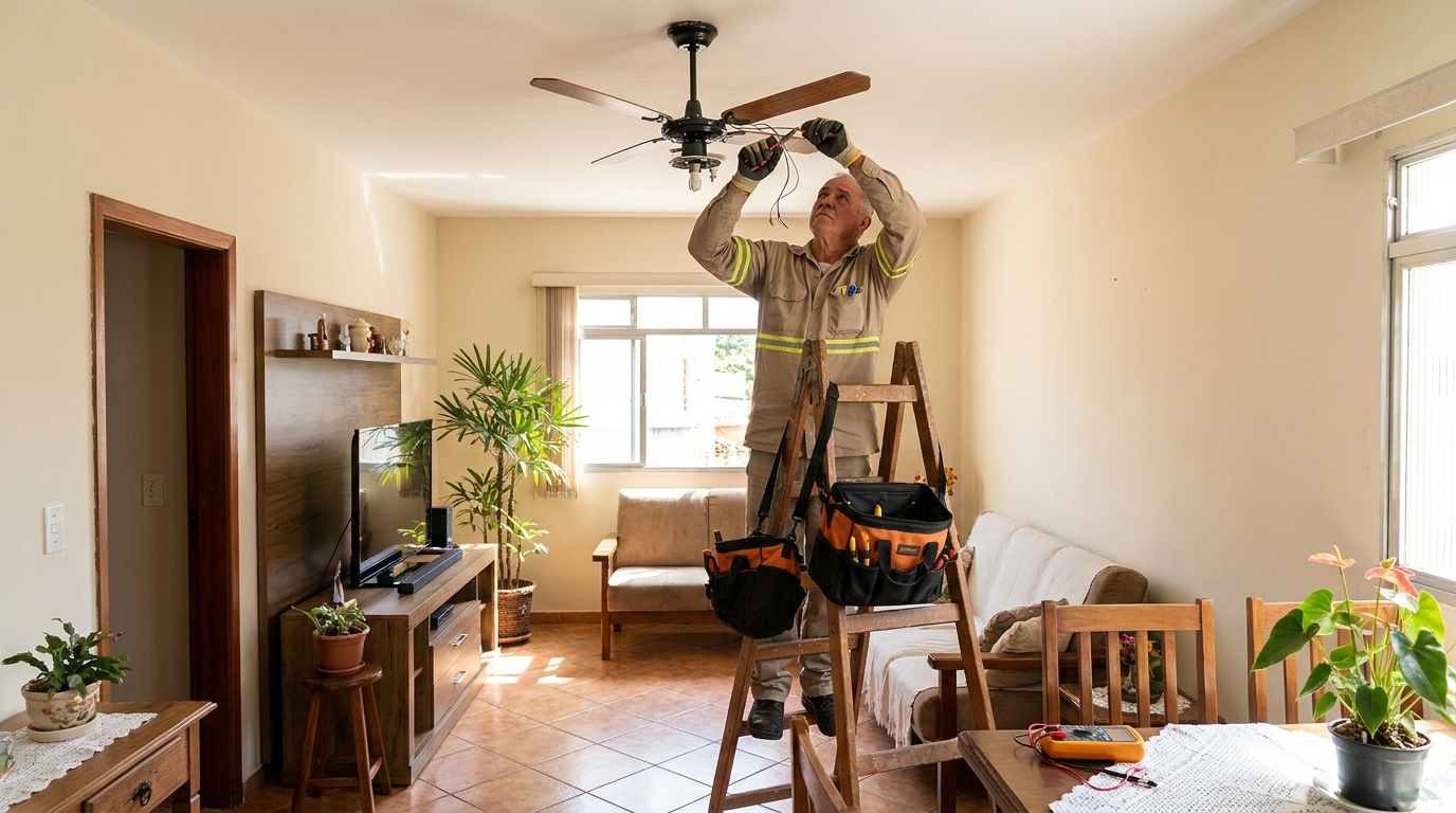 Montagem de ventilador de teto em Cuiabá‑MT